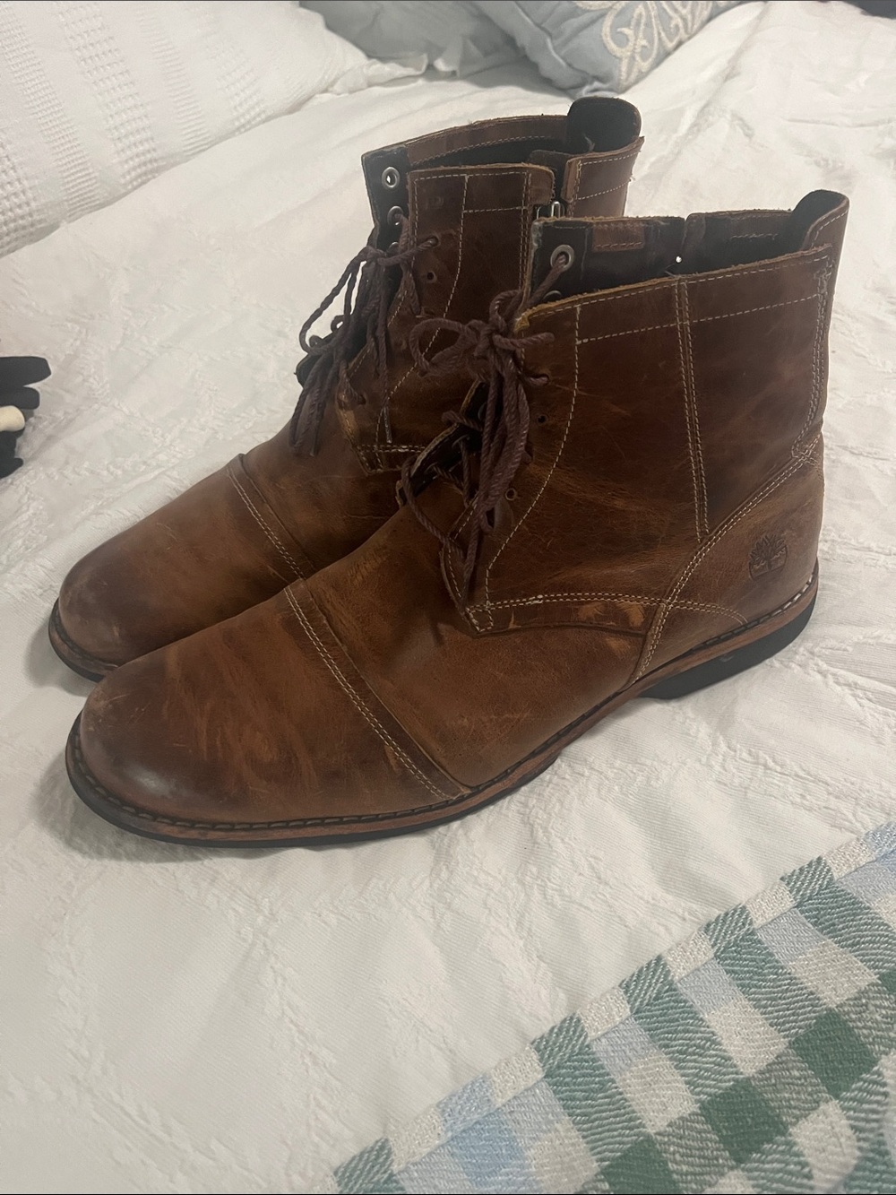 Timberland distressed brown boots